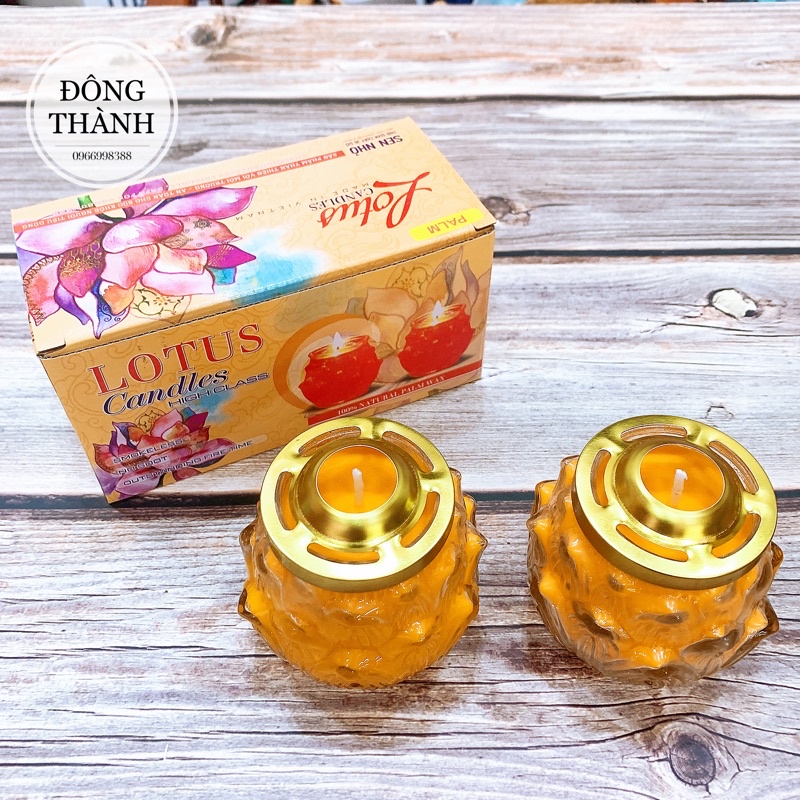 Nến bơ thực vật hình hoa sen thuỷ tinh cao cấp