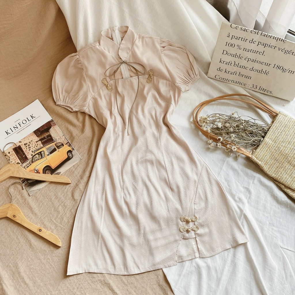 SƯỜN XÁM DỰ TIỆC - NUDE CỔ TÀU TAY PHỒNG – NGỰC THÊU ĐÍNH NƠ - GD075 💥 | BigBuy360 - bigbuy360.vn