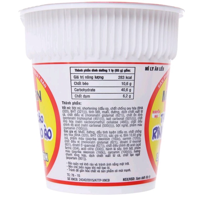 1 ly Mì Modern lẩu Thái tôm ly 65gr