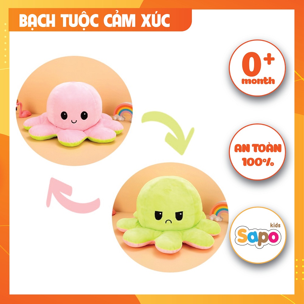 Bạch tuộc cảm xúc hai mặt bông cao cấp,thú nhồi bông kute đáng yêu cho bé sapo kids