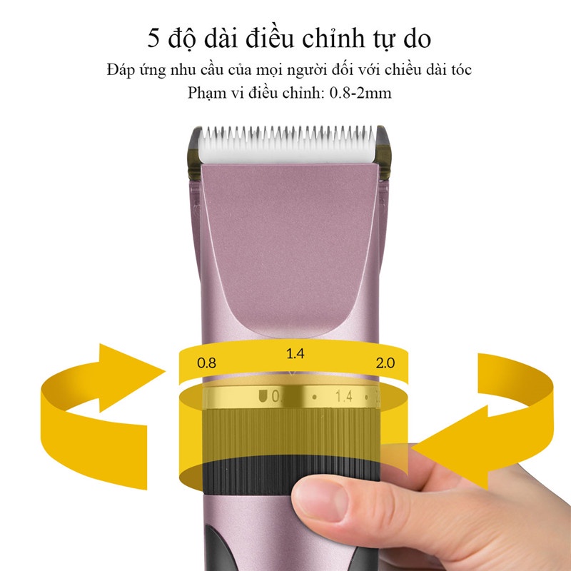 Tông Đơ Cắt Tóc Nam Chuyên Nghiệp Ít ồn Cầm Tay Dành Cho Trẻ Em Và Người Lớn Đầu Cắt Làm Bằng Sứ Sạc Lại Với Usb