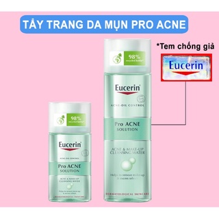 Nước tẩy trang cho da dầu mụn eucerin pro acne solution acne & make up cleansing water 125ml-200ml proacne