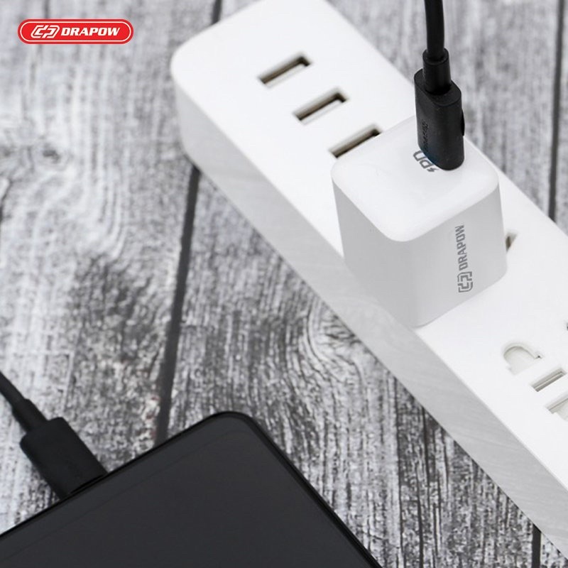 Củ sạc nhanh Nano 20W IP13 Drapow GA21 chuẩn GaN PD siêu nhỏ gọn cho IP 14 13 x xs max 11 12 pro max 7 8 plus cốc cóc