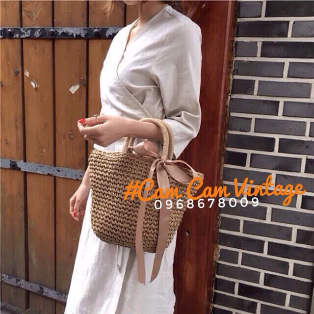 [ HÌNH THẬT ] TÚI CÓI NƠ VINTAE ĐI BIỂN TIỂU THƯ LOẠI 1