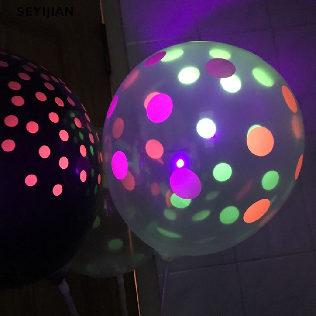 Sey 10 Bong Bóng Chấm Bi / Ngôi Sao Màu Neon Phát Sáng Trong Đêm