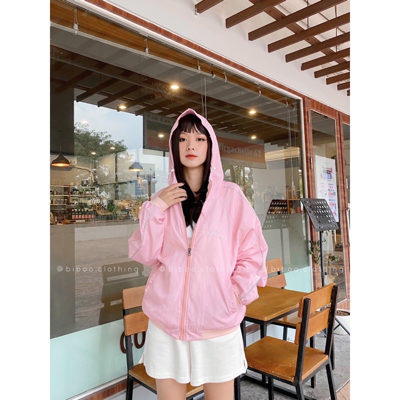 BIBOO - Áo khoác dù tay có 2 sọc nhỏ phản quang - JACKET DÙ