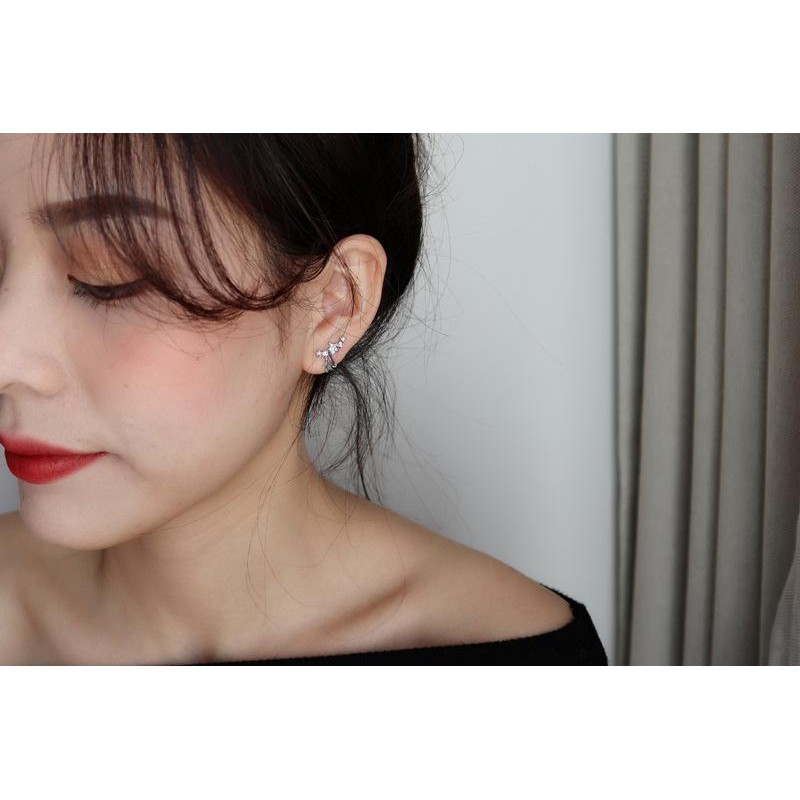 Kẹp vành tai CHUỖI SAO NĂM CÁNH đính đá THẢ HẠT SAO khuyên tai bông tai quà tặng thanh lịch sang trọng dự tiệc