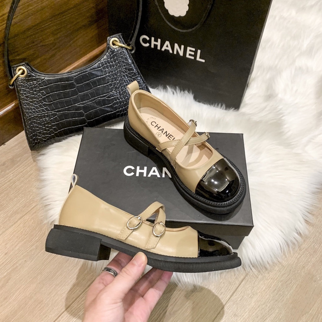 Mary JANES Giày Da Lộn Màu Be &amp; Khaki Không Hộp
