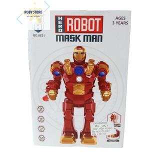 ROBOT NGƯỜI SẮT IRON-MAN DI CHUYỂN, CÓ ĐÈN NHẠC VÀ BẮN PHI TIÊU (Dùng pin)