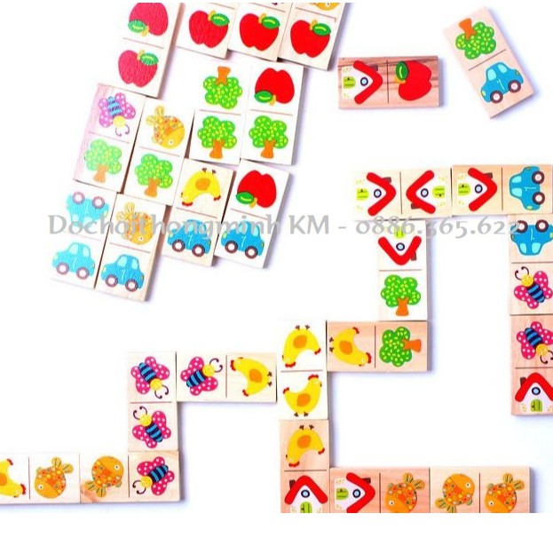 Bộ Domino tìm cặp giống nhau Domino Solitaire 28 thanh gỗ