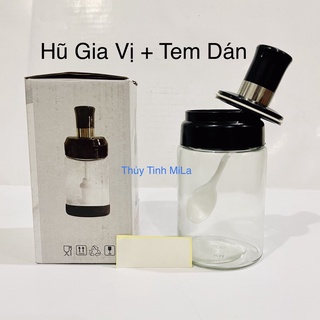 Hũ Đựng Muối Đường Bột Ngọt Gia Vị 🍒 Tặng Muỗng🍒 250ml bằng thuỷ tinh có bán kèm nhãn dán 2x5cm
