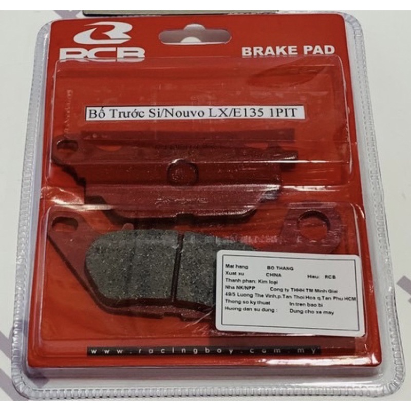 Bố thắng , má phanh trước sau RCB chính hãng: Winner, Exciter, SH, AB, Sirius, Sonic, lead, cbr, msx, fu neo, nouvo vv
