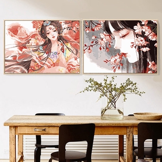 Bộ Tranh Sơn Dầu Thủ Công Họa Tiết Cô Gái Và Hoa Trang Trí Nội Thất Độc Đáo Wcl03