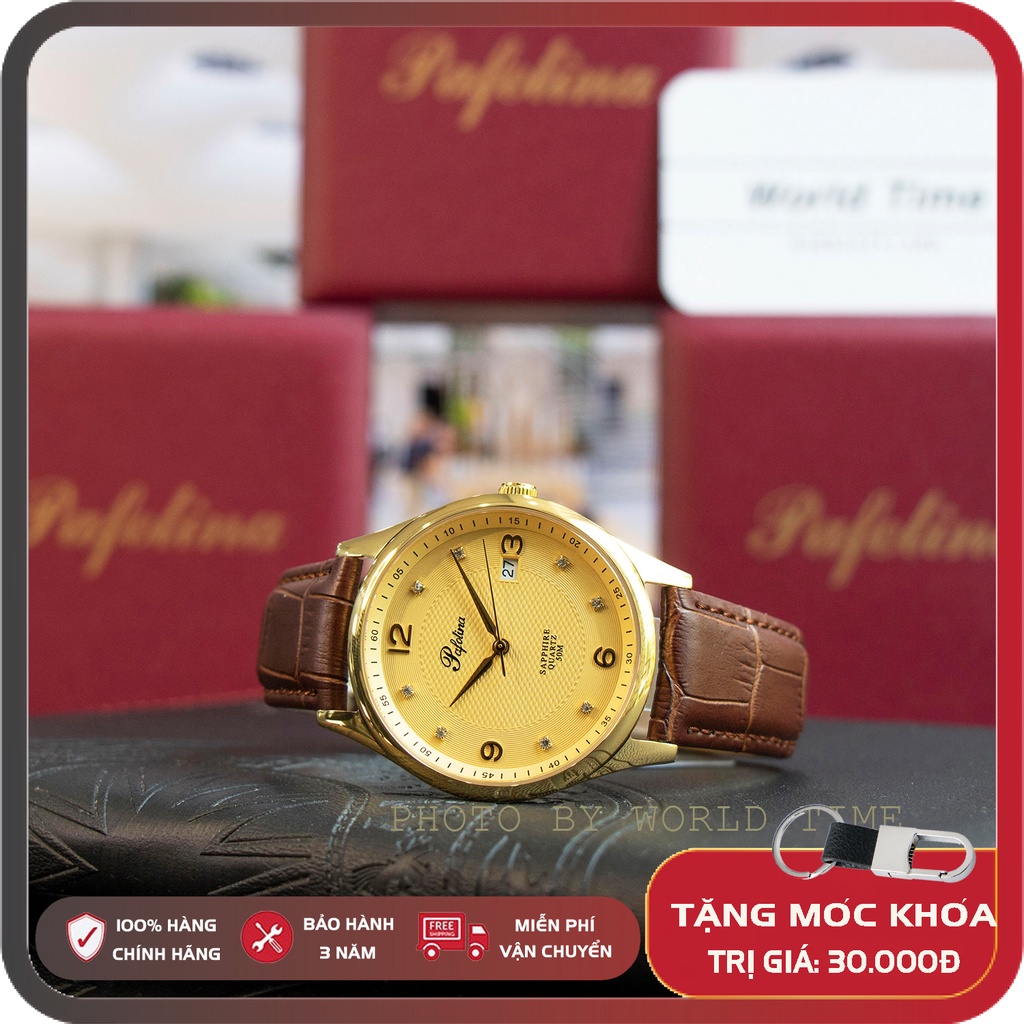 Đồng Hồ Nam dây da pafolina 5033m  [ Chính Hãng Full Box ] Sapphire Chống Xước , Chống Nước