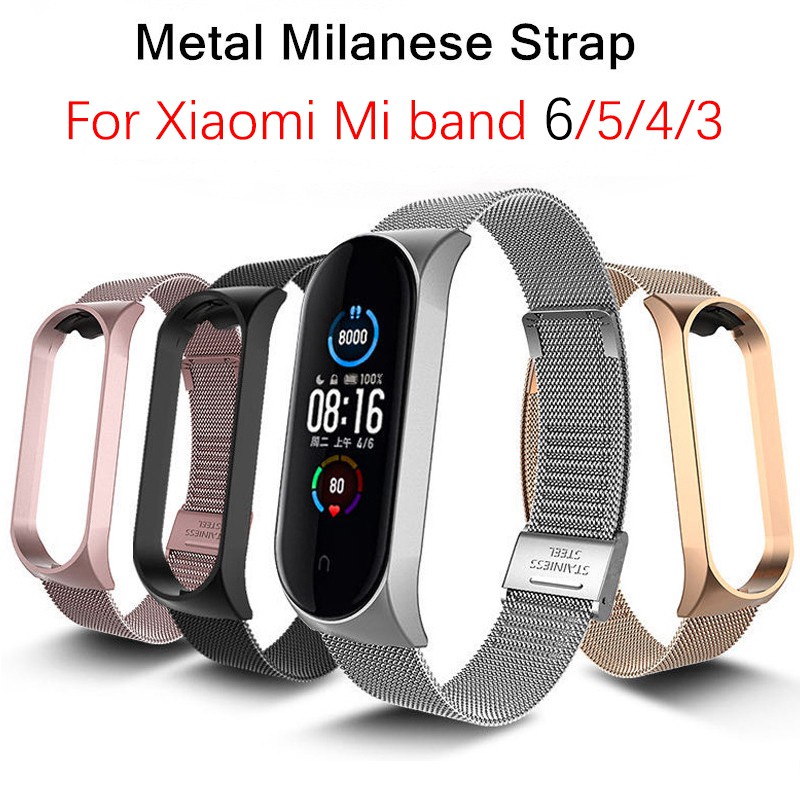 Dây Đeo Thay Thế Chất Liệu Thép Không Gỉ Cho Xiaomi Mi Band 6 4 5 Mi Band 4 3 5