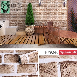 1m decal dán tường, giấy dán tường gạch nâu đất khổ 45cm gn05