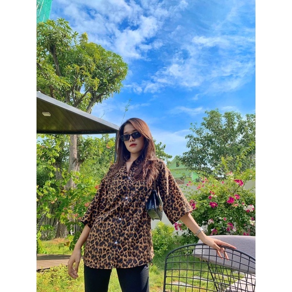 Set sơ mi beo + quần bike lưng thun