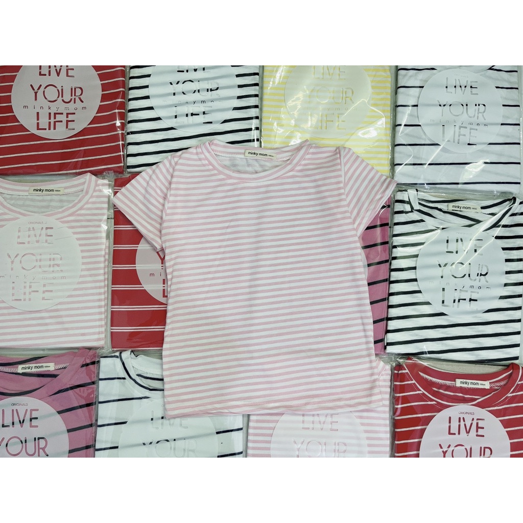 Áo kẻ sọc MINKY siêu mịn mát-áo thun cotton sọc bé trai bé gái