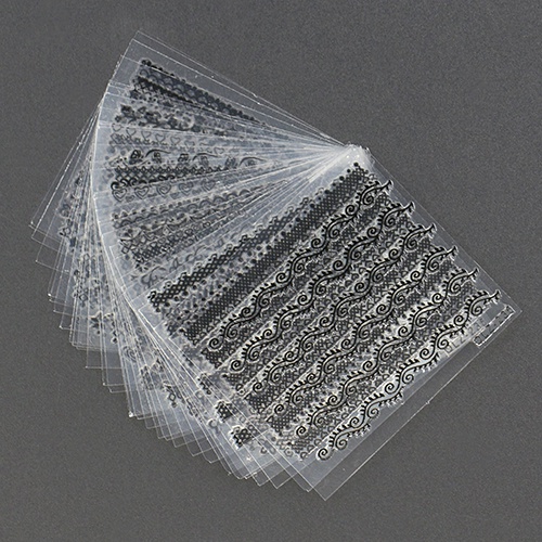 Set 30 Tấm Sticker Ren 3D Màu Trắng Đen Dán Trang Trí Móng Nghệ Thuật DIY