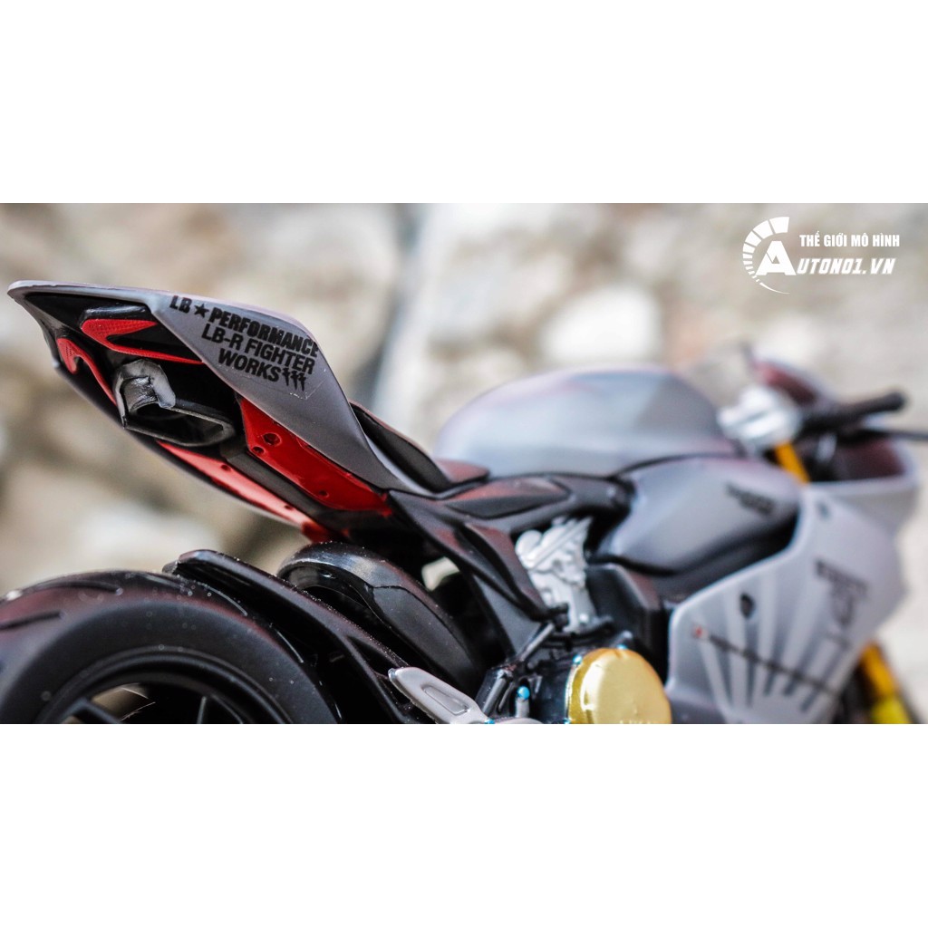 MÔ HÌNH XE ĐỘ DUCATI 1199 PANIGALE S LIBERTY WALK GRAY CUSTOM 1:12 MAISTO D220A