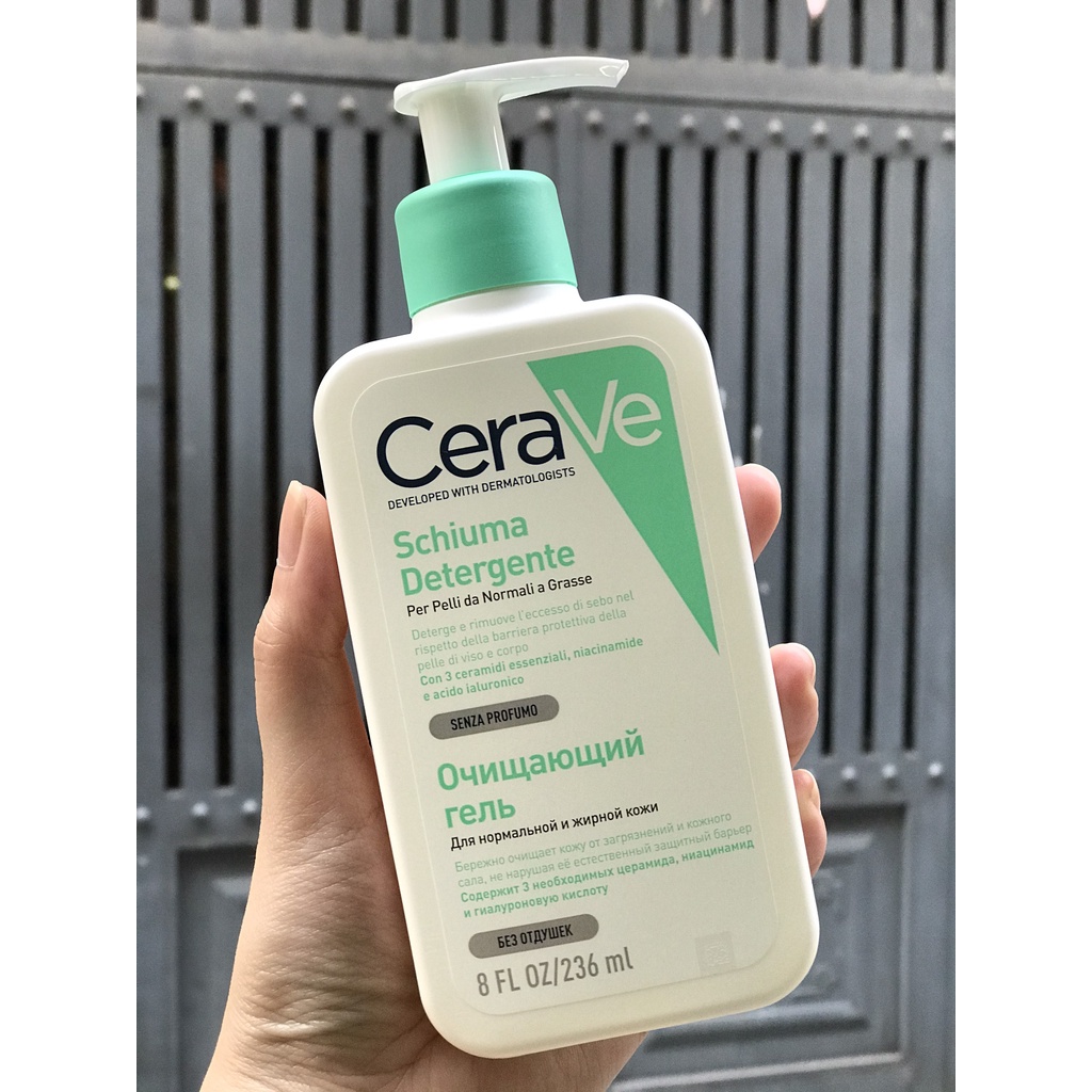 Sữa Rửa Mặt Dạng Gel CeraVe Foaming Cleanser For Normal To Oily Skin USA chính hãng 236ml