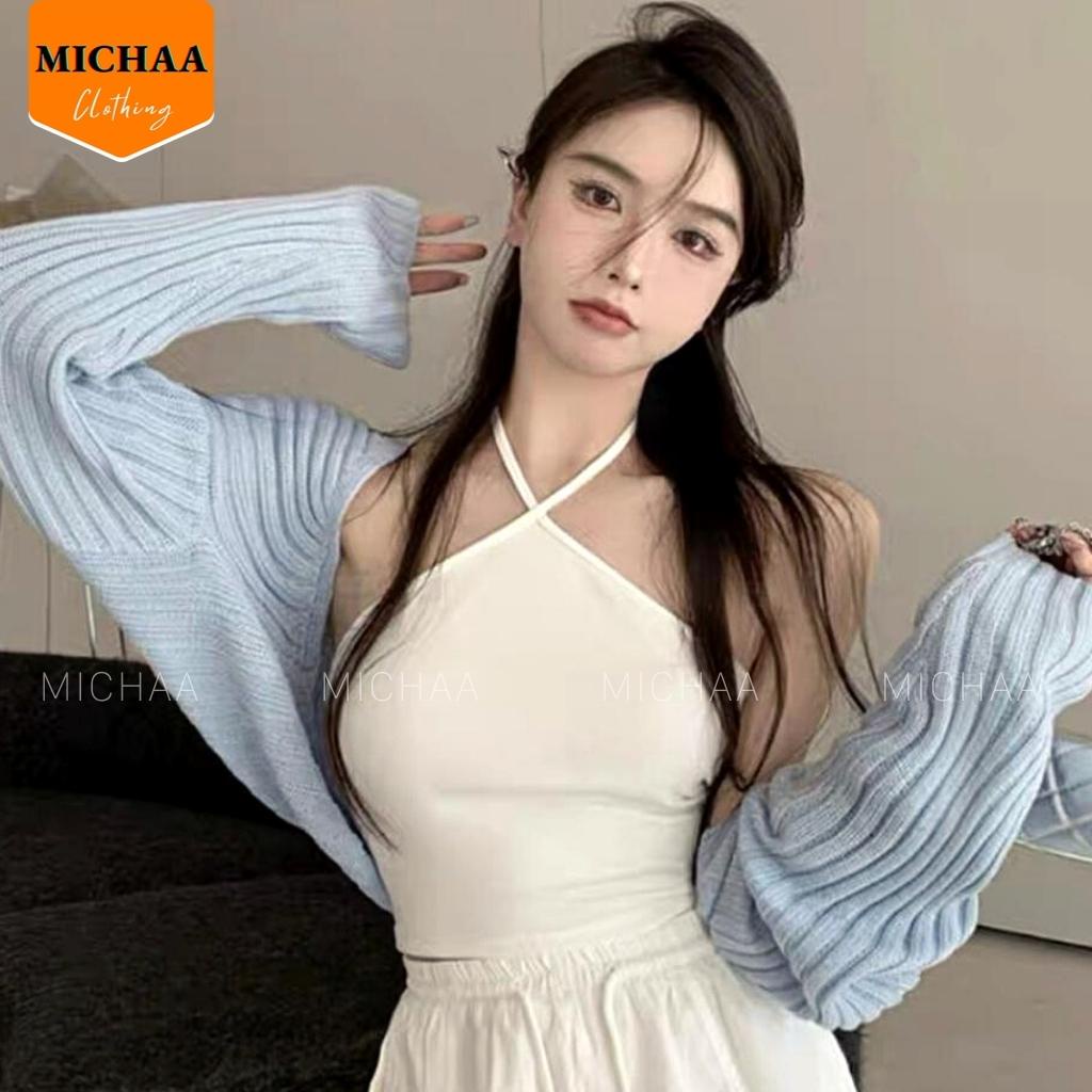 Áo Croptop 2 DÂY CHÉO MẢNH Nữ Thun Gân, Áo Dây Đắp Chéo Cổ - MICHAA