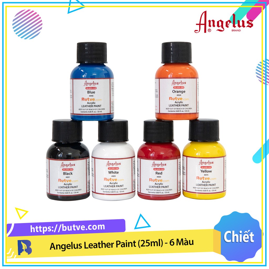 Màu acrylic vẽ da chuyên dụng Angelus Leather Paint - Combo 6 Màu (25ml)