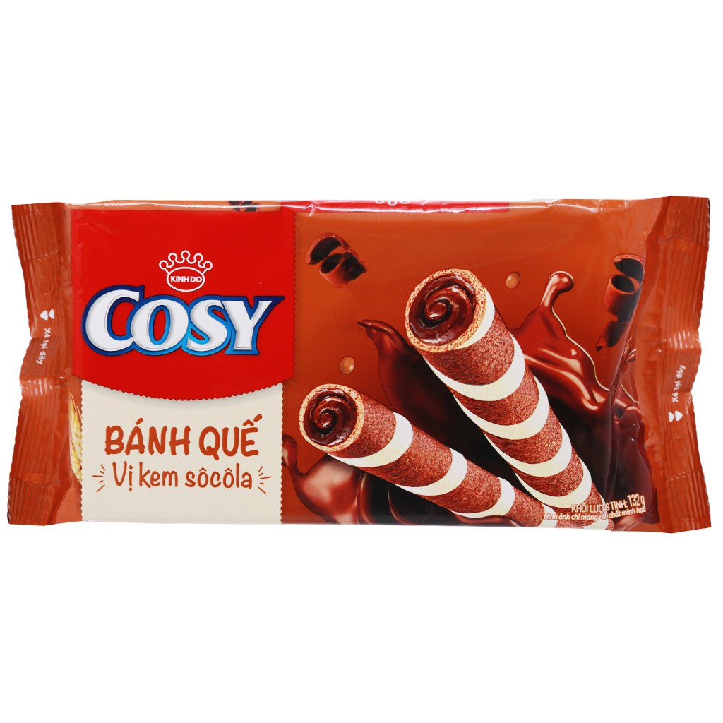 Bánh quế vị kem Cosy các vị Dứa,Cam, socola, Dâu gói 132g