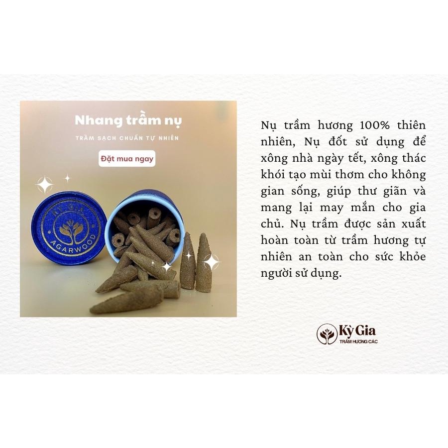 Nụ Trầm Hương Cao Cấp Kỳ Gia Trầm Hương Các- Túi Gấm set 5 Nụ