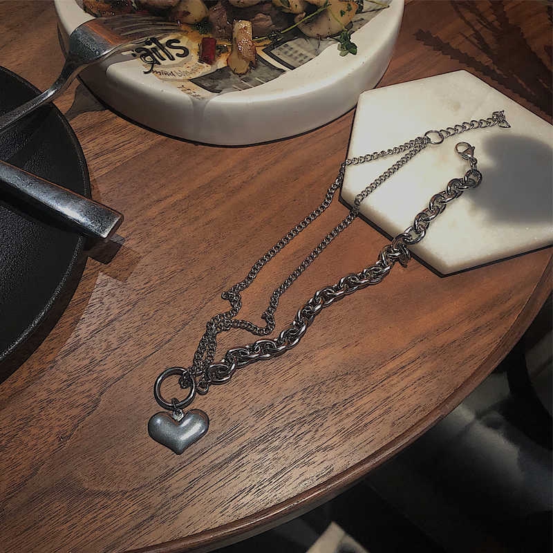 2853Steel love thick AB chain clavicle chain neck chain choker necklace female dark