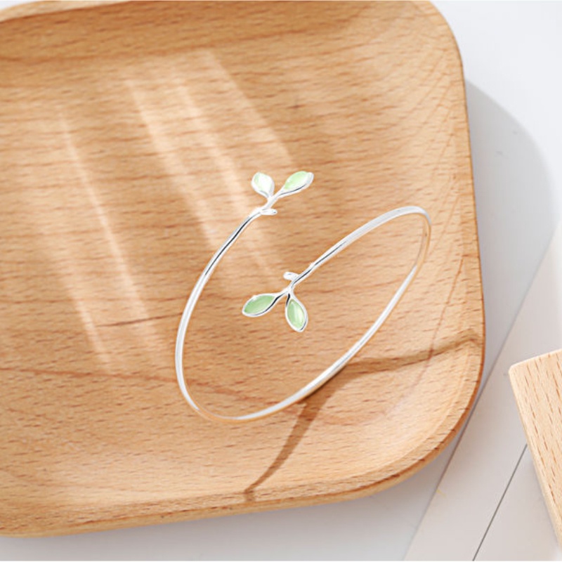 Vòng đeo tay nữ Vòng đeo tay lá ngọc bích có thể điều chỉnh đơn giản