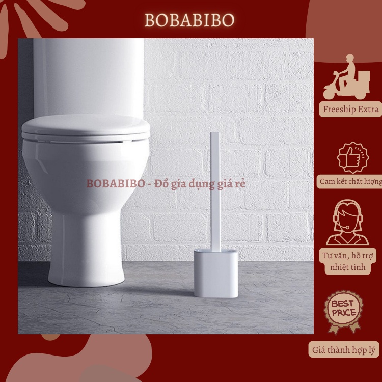 Bộ Cọ Bồn Cầu WC Silicon Chà Cọ Toilet Thông Minh Có Ống Đựng Tặng Kèm Móc Treo Tiện Lợi Tiết Kiệm Không Gian Bobabibo