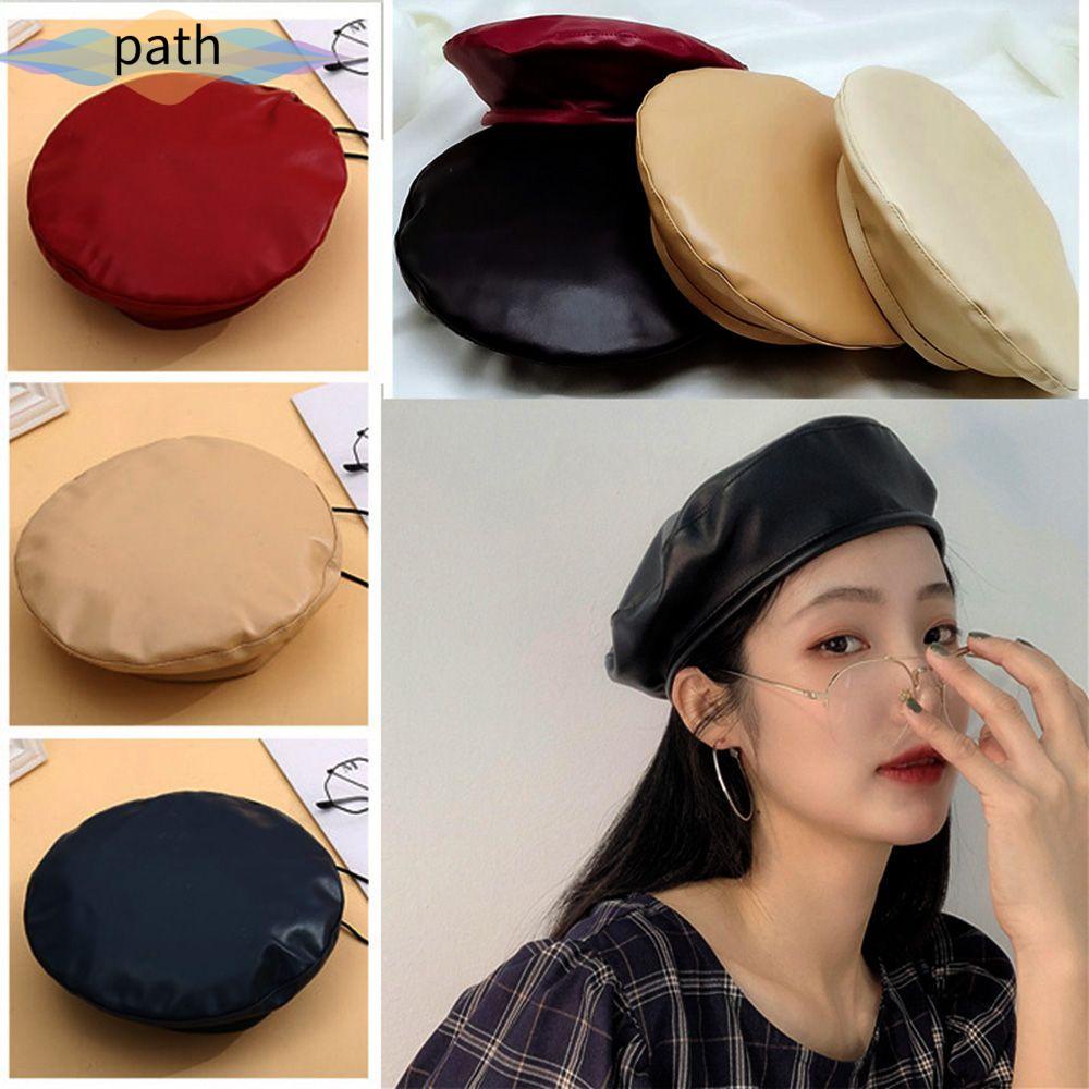 Mũ nồi họa sĩ bằng da PU giữ ấm màu trơn thời trang dễ phối đồ điều chỉnh được nhiều màu tùy chọn dành cho bạn nữ
