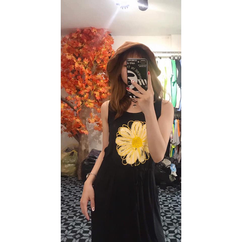 Đầm thun nữ dáng dài hình hoa cúc
