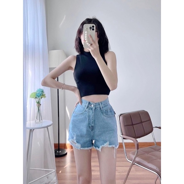 ÁO BA LỖ TRƠN CROPTOP CỔ LỌ, CỔ CAO ÔM BODY CHIZISHOP NHIỀU MÀU CRT333