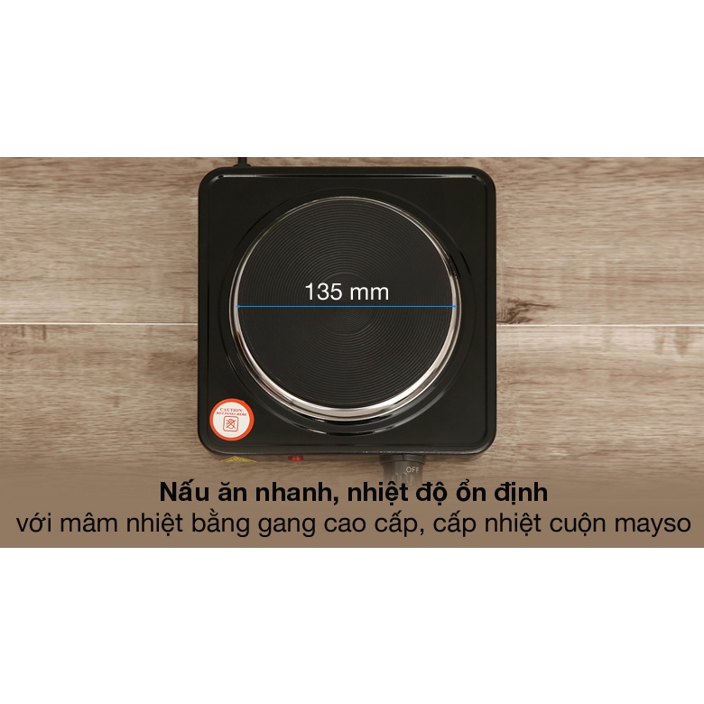 Bếp điện đơn Perfect không kén nồi, Bếp điện mini chất liệu gang tự tắt khi nước tràn - HAPOS