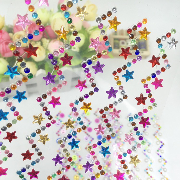 Bộ sticker đá ngũ sắc tạo viền lấp lánh trang trí sổ tay (SD03)