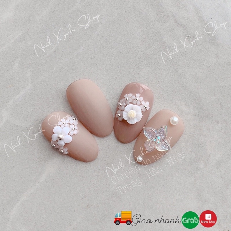 [Mới] Khay tròn trang trí móng - set nail charm hoa