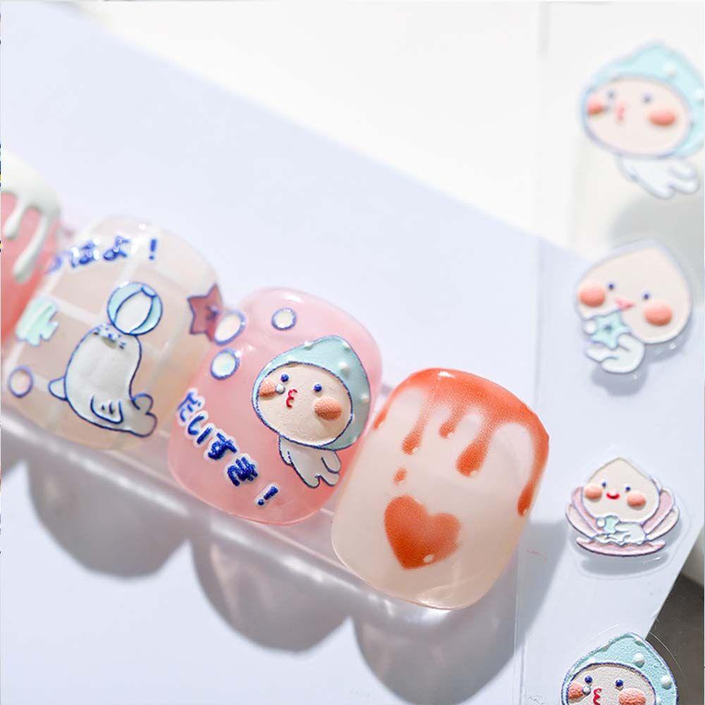 Miếng Dán Trang Trí Móng Tay Tự Dính Họa Tiết Dâu Tây 5D Thời Trang