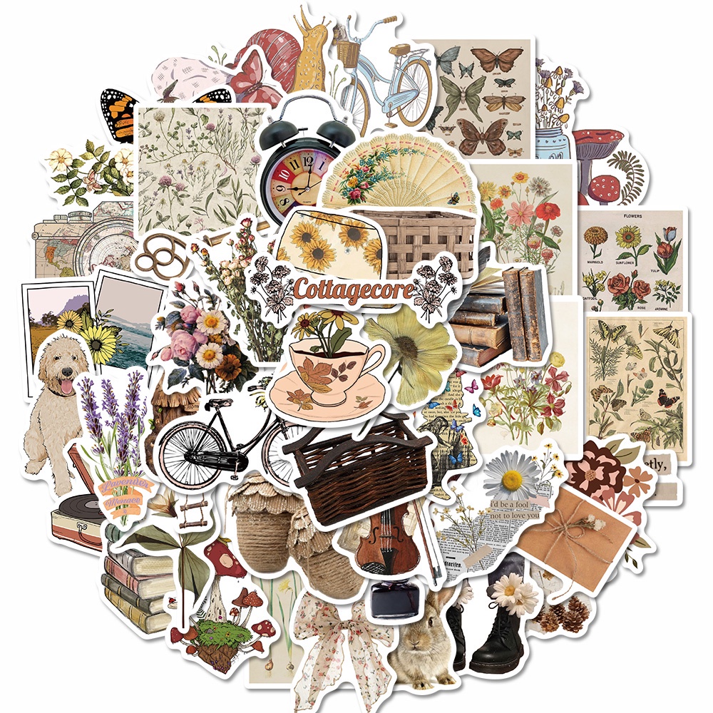 Set 50 miếng dán trang trí laptop chống thấm nước họa tiết dễ thương