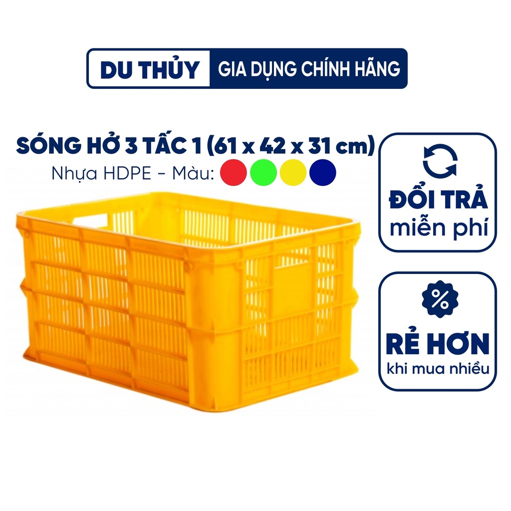 Sóng nhựa hở - rổ nhựa hở 3T1 (61x42x31 cm) nhựa chính phẩm chắc bền đẹp của tổng kho gia dụng Du Thủy