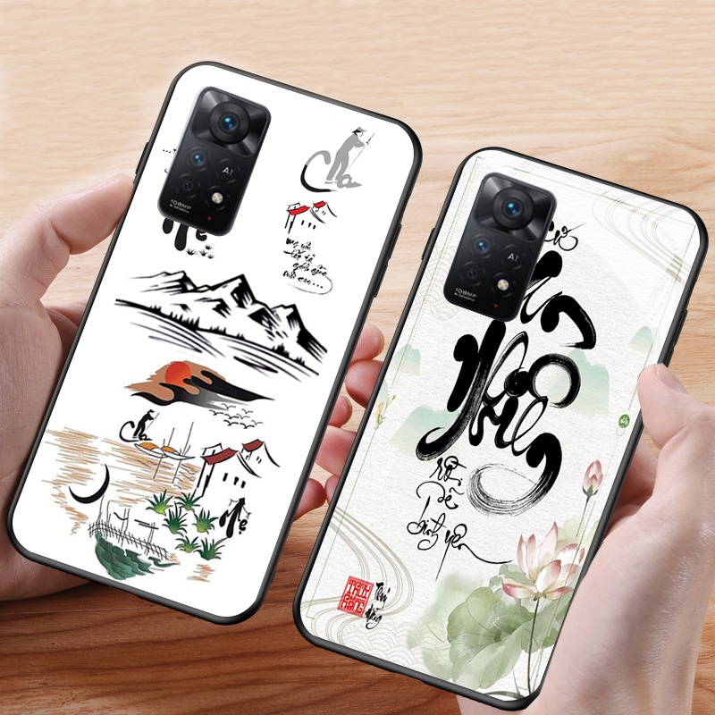 Ốp lưng kính cường lực dòng Xiaomi Redmi note 11 11s Redmi note 11 pro các mẫu thư pháp ý nghĩa