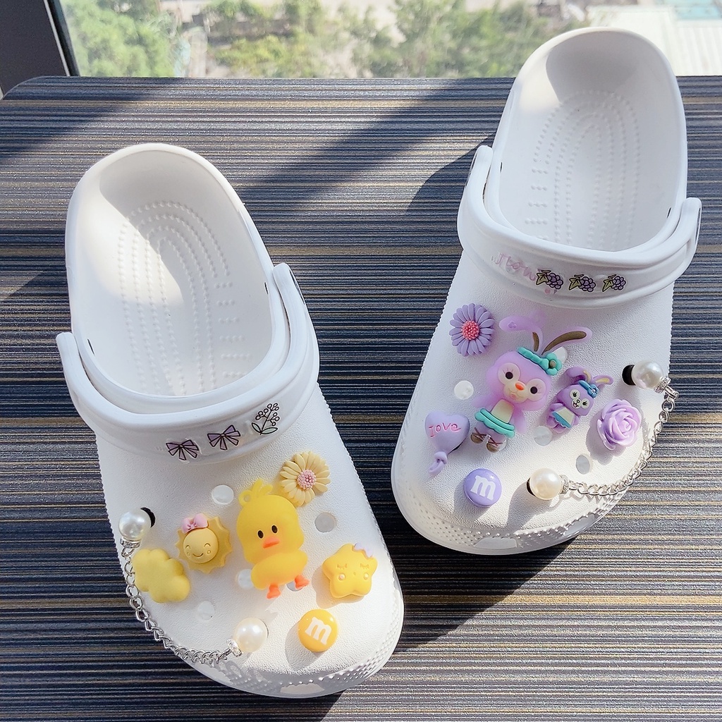 crocs sticker Set 12 Phụ Kiện Nút Giày 2 Dây Chuyên Dụngshoes sticker Accessories Stickers Sandals Shoe Decoration