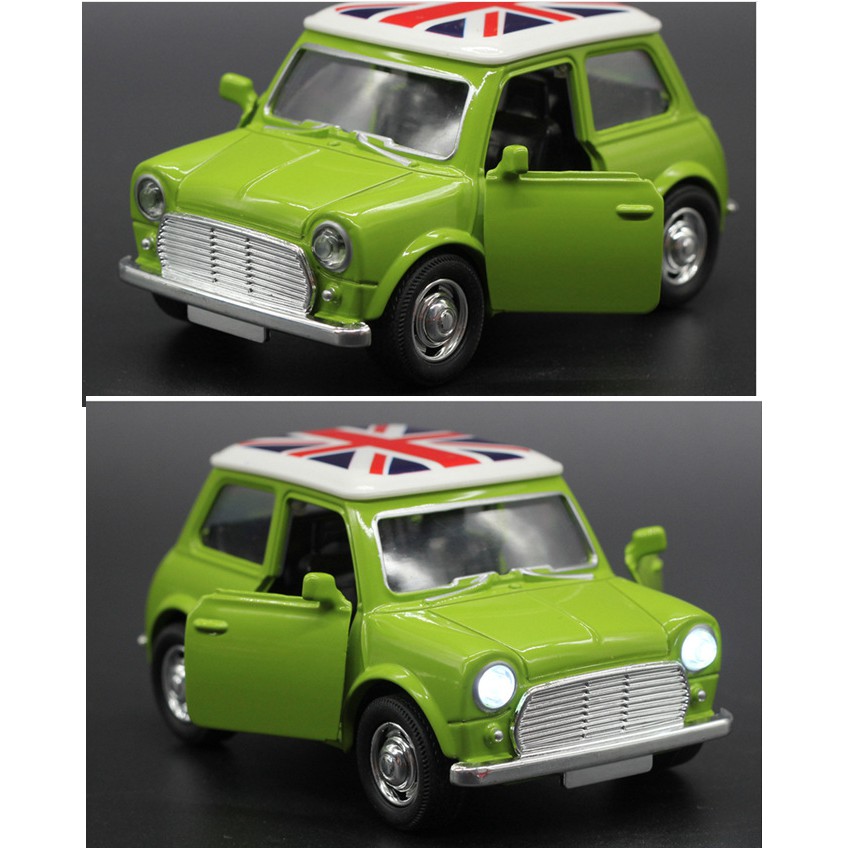 Xe ô tô mini cooper đồ chơi trẻ em mô hình tỉ lệ 1:36 xe bằng sắt chạy cót có âm thanh và đèn