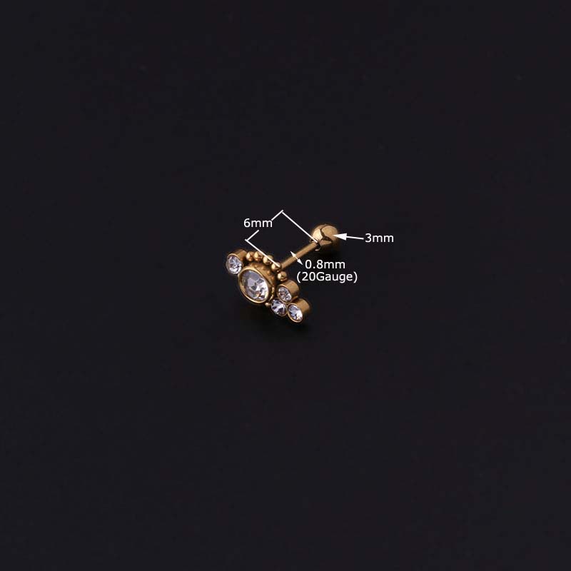 1 Khuyên Tai Hình Học Bằng Thép Không Gỉ Đính Đá Zircon