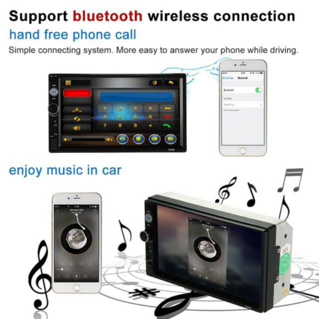 Đầu Màn Hình Xe Hơi Full HD Đa Năng Kết Nối Bluetooth, hỗ trợ cổng cắm USB, thẻ nhớ, Aux