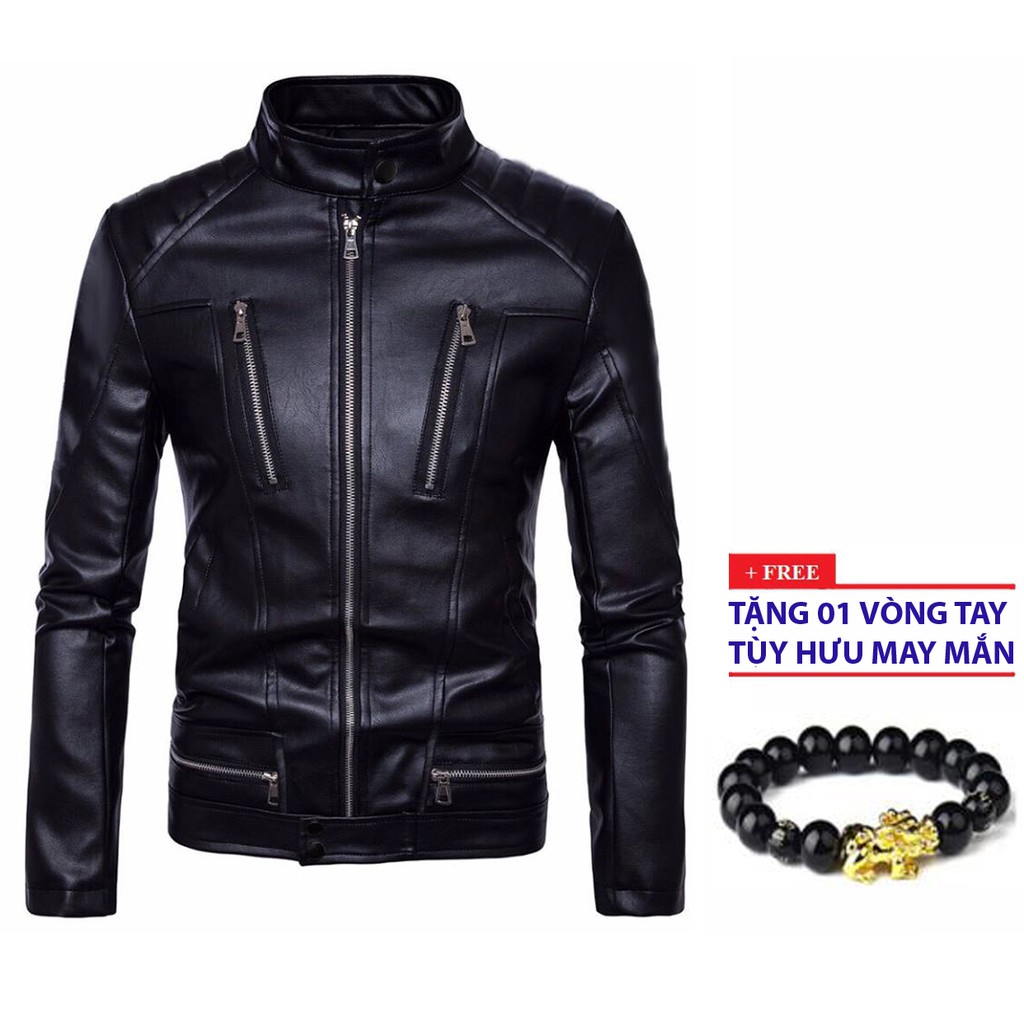 Áo Khoác Da nam hàn quốc BONADO AK9503 - Tặng nón