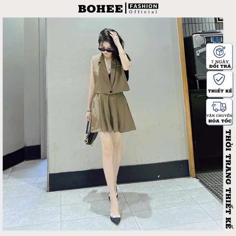 Áo gile nữ BOHEE kiểu thiết kế cổ vest không tay form cực đẹp A253