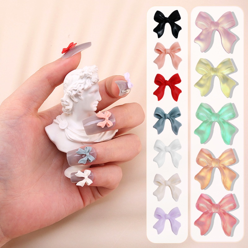 Set 50 Phụ Kiện Trang Trí Móng Tay Hình Nơ Dễ Thương