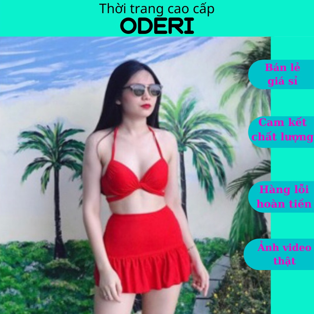 Bikini, Đồ Bơi Đi Biển Hai Mảnh Gọng Chéo Chân Váy Đỏ Secxy ODERI VÁY CÁ ĐỎ
